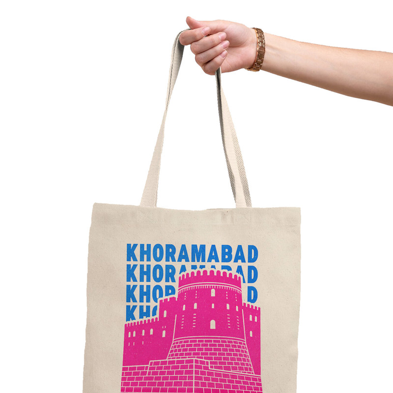 ساک خرید ترمه طراحان ایده مدل نماد قلعه فلک الافلاک خرم آباد کد map0091 - L