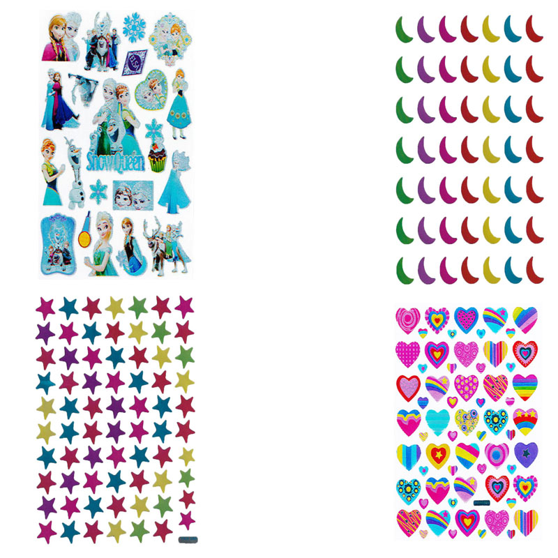 استیکر کودک طرح قلب و فروزن و ماه و ستاره کد FT111 مجموعه 20 عددی