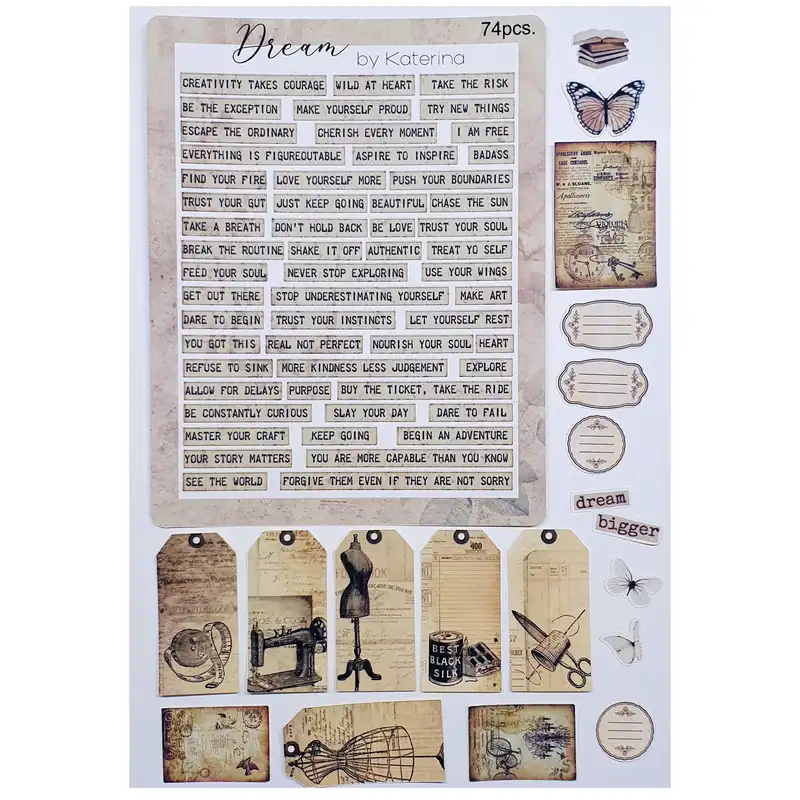 برچسب کاترینکا طرح برش خورده بولت ژورنال و اسکرپ بوک مدل Dream بسته 74 عددی