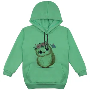 هودی دخترانه مدل جغد F122 رنگ سبز