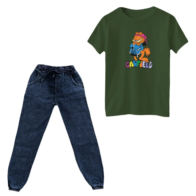 ست تی‌شرت و شلوار پسرانه مدل گارفیلد کد 05