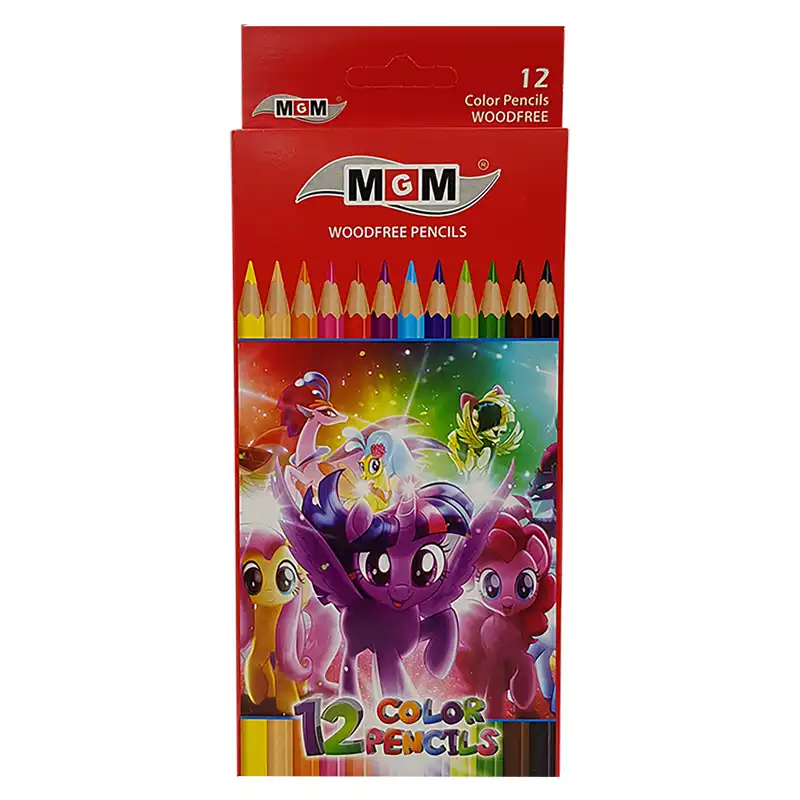 مداد رنگی 12 رنگ ام جی ام مدل پونی