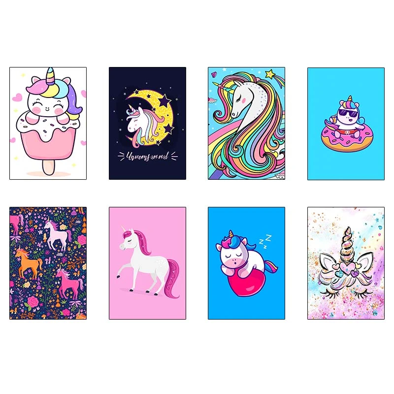 پوستر کارنيکا طرح یونیکورن Unicorn کد 87549 مجموعه 8 عددی