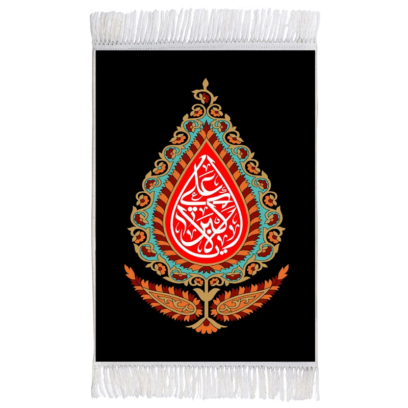 فرش ماشینی دیوارکوب اطلس آبی طرح یا علی اکبر مدل T2371