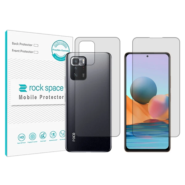 محافظ صفحه نمایش شفاف راک اسپیس مدل HyGEL مناسب برای گوشی موبایل شیائومی Poco X3 GT به همراه محافظ پشت
