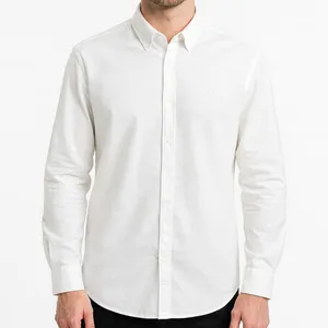 پیراهن آستین بلند یقه برگردان مردانه مدل پنبه ساده