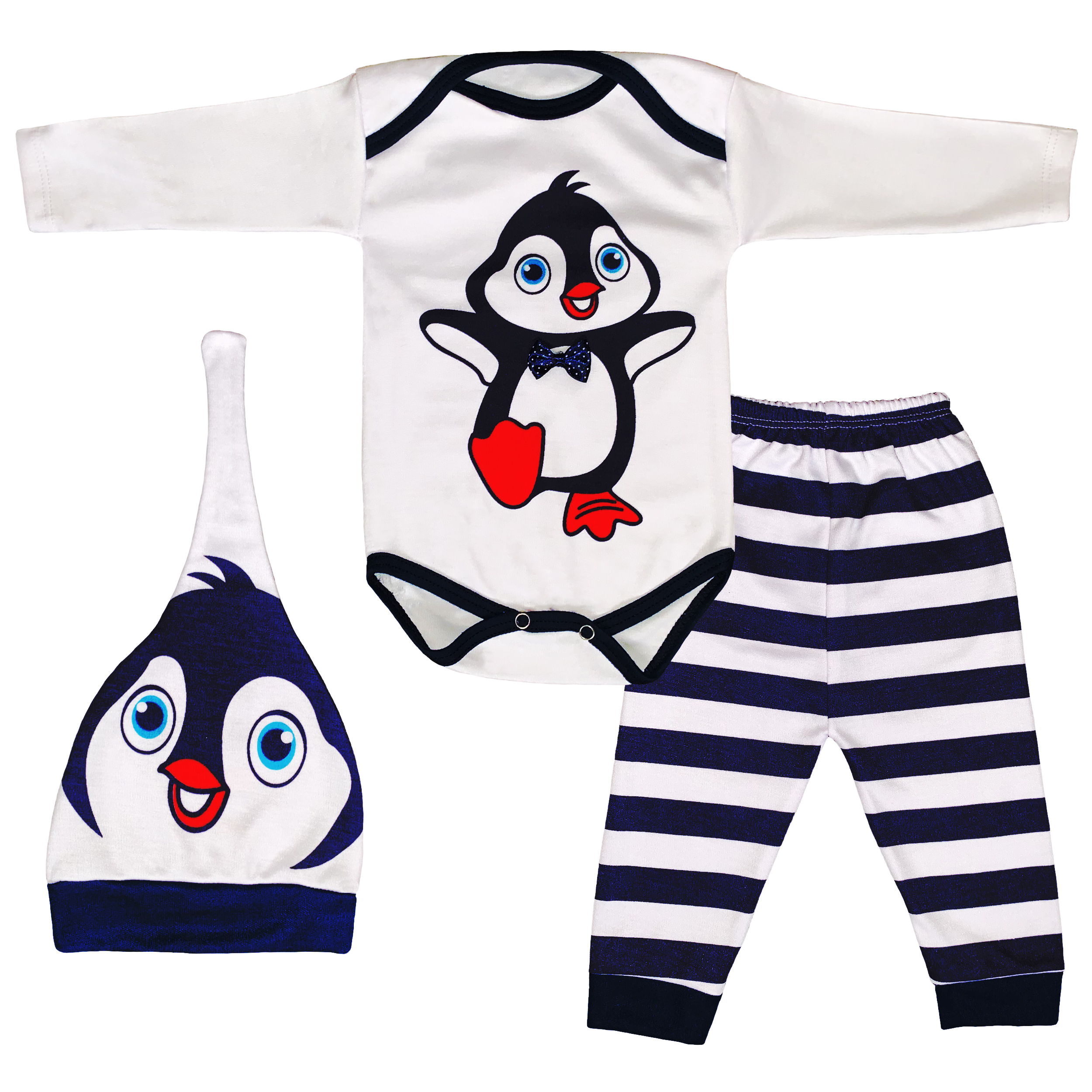 نقد و بررسی ست 3 تکه لباس نوزادی طرح پنگوین کوچولو کد FF-136 توسط خریداران