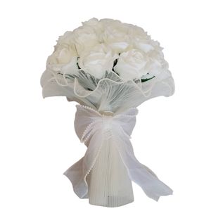 دسته گل مصنوعی طرح عروس مدل رز و پاپیون