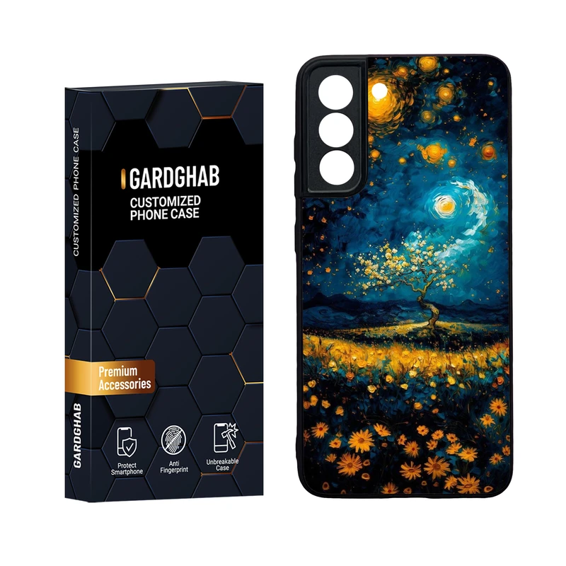 کاور گارد قاب مدل دور ژله ای پشت گلس هنری مناسب برای گوشی موبایل سامسونگ Galaxy S21 FE