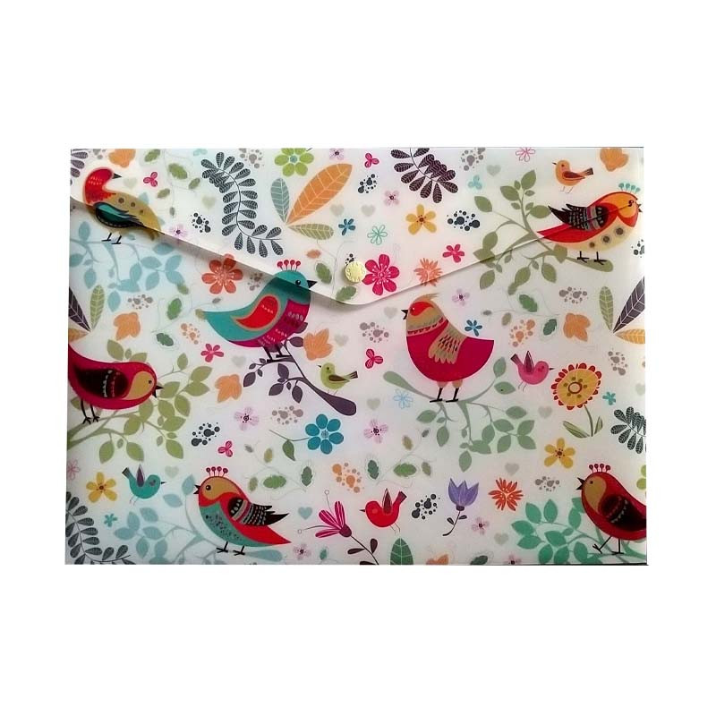 پوشه دکمه دار پاپکو مدل پرندگان روی شاخه کد P-118