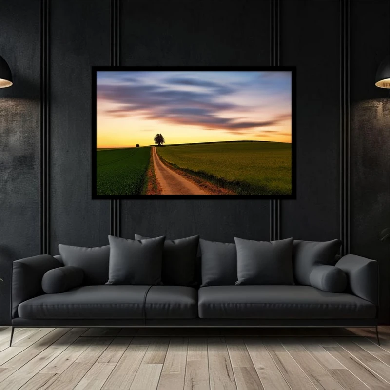 تابلو بکلیت طرح کلاسیک و هنری منظره طبیعت و تک درخت مدل B-bu5137