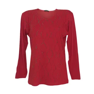 بلوز آستین بلند زنانه مدل ویسکوز نگین دار 750