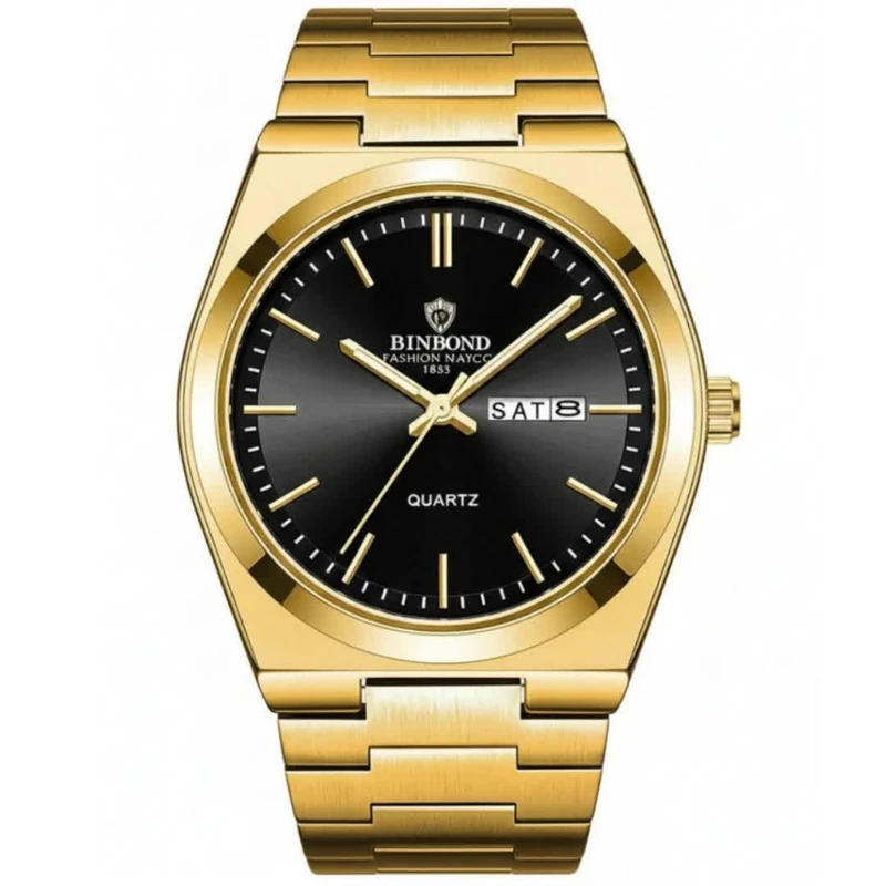 ساعت مچی عقربه‌ای کوارتز مردانه بین باند مدل کلاسیک قفل مخفی 1853 کد 017