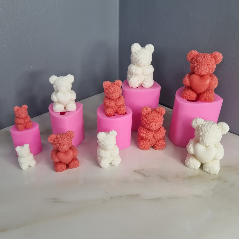 قالب شمع مدل ست کامل خرس تدی گل گلی مجموعه پنج عددی