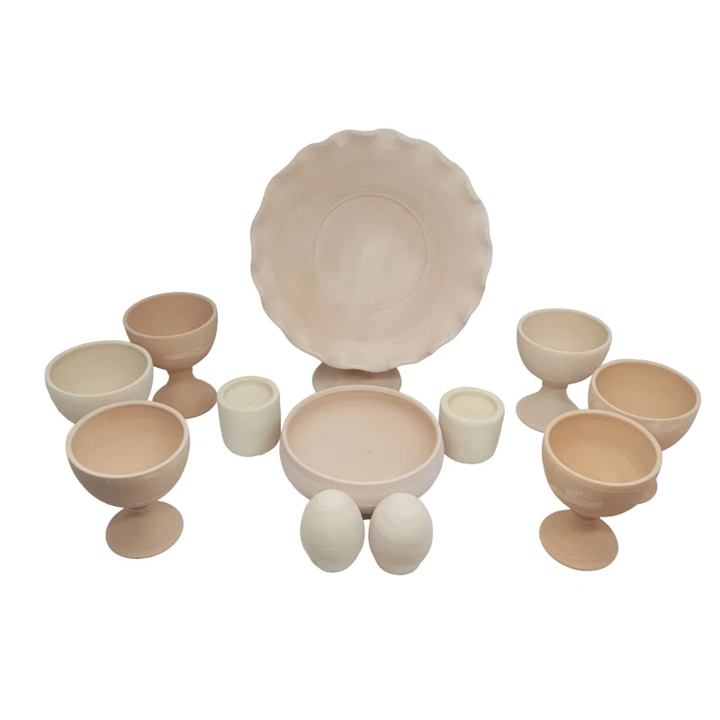 ست 12 تکه هفت سین سفالی خام مدل گرد کد H1034