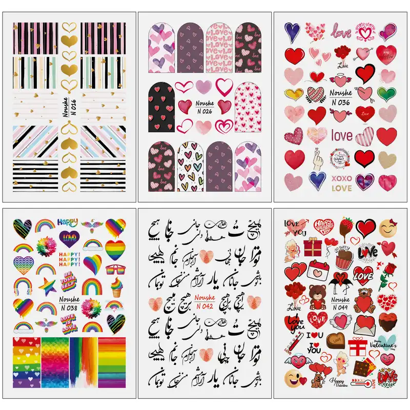 برچسب لنز ناخن مدل عشق کد N16-26-36-38-42-49 مجموعه 6 عددی