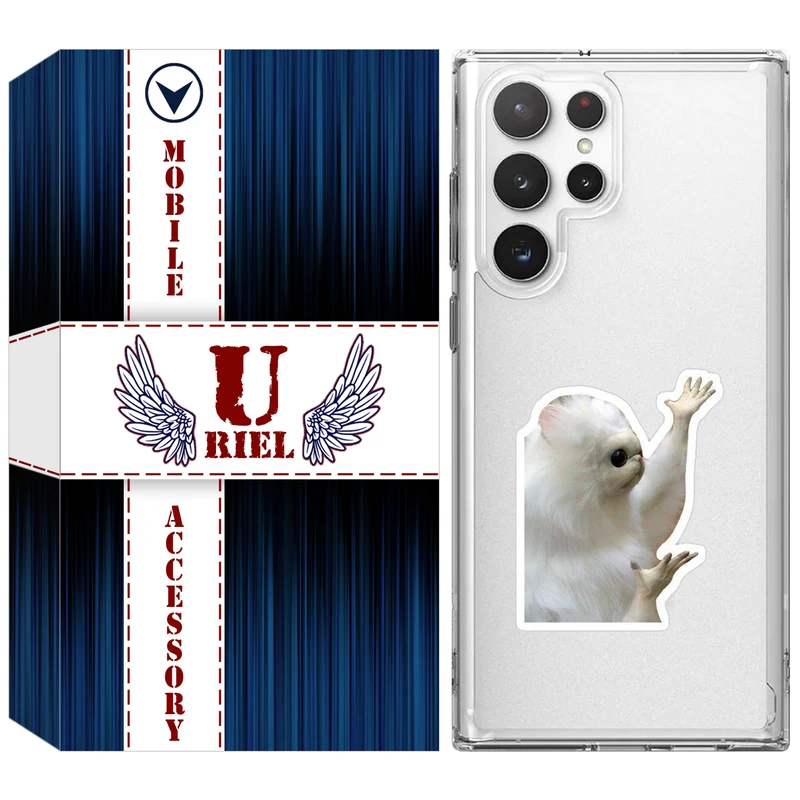 کاور یوریل مدل Clear کد 89 طرح میمون سفید مناسب برای گوشی موبایل سامسونگ Galaxy S22 Ultra