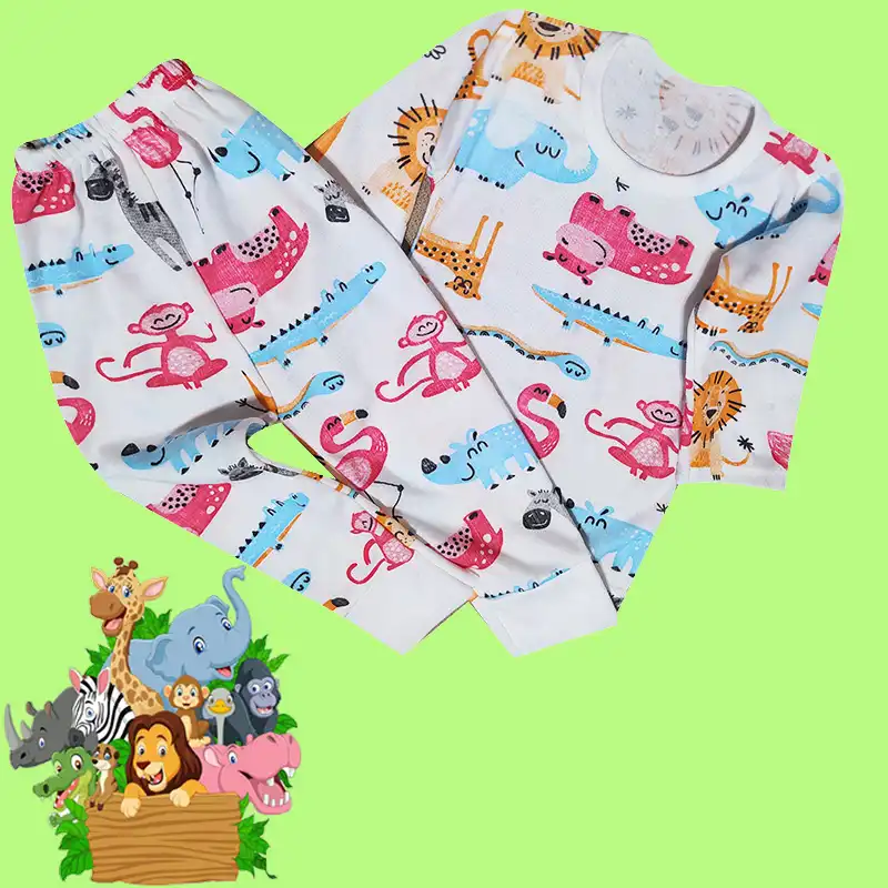 ست تی شرت و شلوار بچگانه مدل فیل جنگل و برف مجموعه 3 عددی