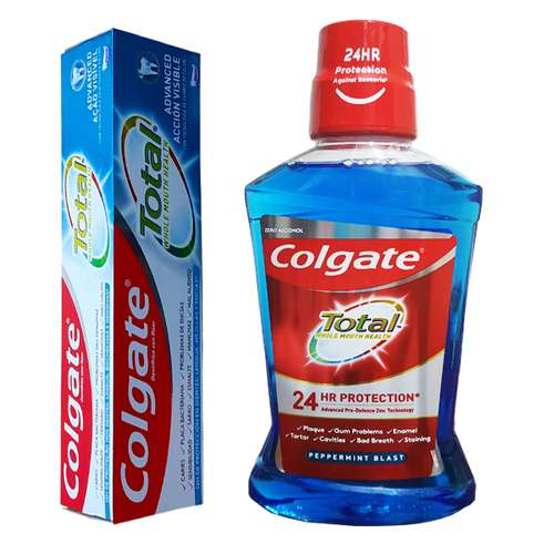 خمیر دندان کلگیت مدل Total حجم 100 میلی لیتر به همراه دهان شویه کلگیت مدل Total حجم 500 میلی لیتر