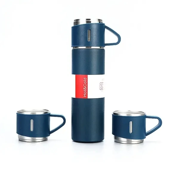 فلاسک مدل VACUUM گنجایش 0.5 لیتر به همراه لیوان سفری بسته 3 عددی