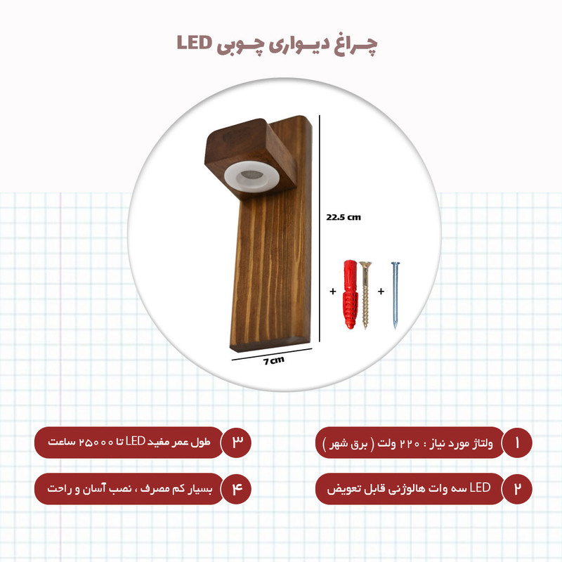 چراغ دیواری مدل چوبی کد W003L مجموعه 2 عددی