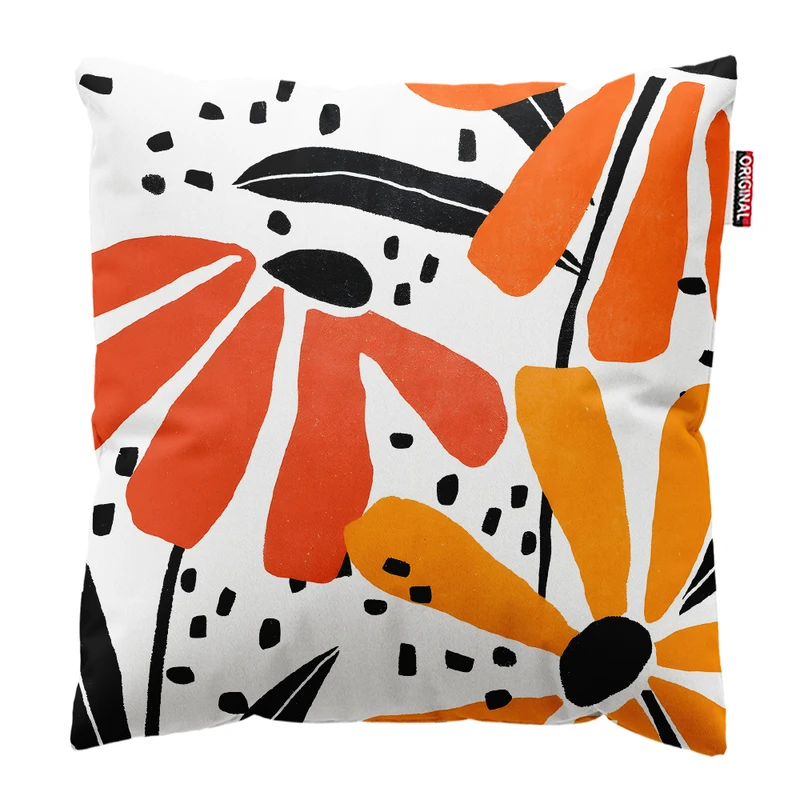 کوسن پاد آفرین مدل مینیمال طرح گل و برگ کد PK403228 سایز 40*40 سانتی متر