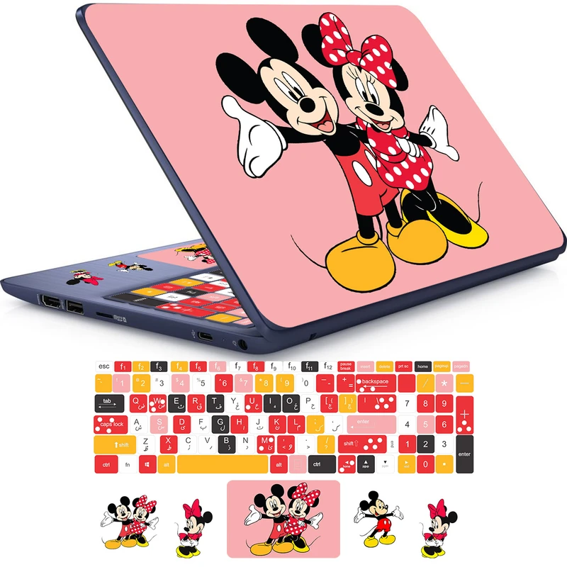  استیکر لپ تاپ راتیانا مدل mickey mouse مناسب برای لپ تاپ 15 تا 17 اینچ به همراه برچسب حروف فارسی کیبورد