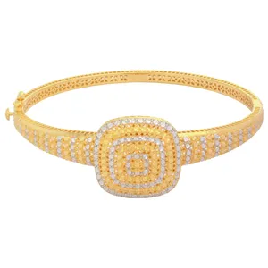 دستبند النگویی طلا 18 عیار زنانه طلای مستجابی مدل مربعی  دورنگ آوا کد 56321