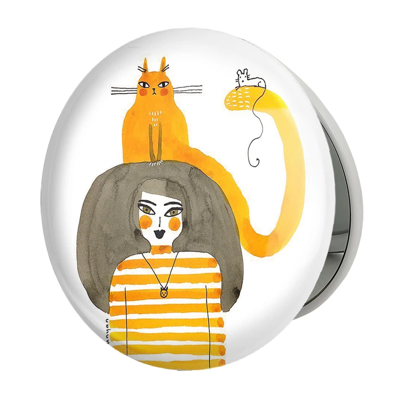 آینه جیبی خندالو طرح دخترونه مدل تاشو کد 6050 