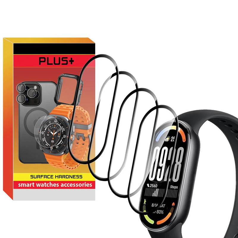 محافظ صفحه نمایش پلاس مدل PMMA PL مناسب برای ساعت هوشمند شیائومی Mi Band 10 بسته چهار عددی