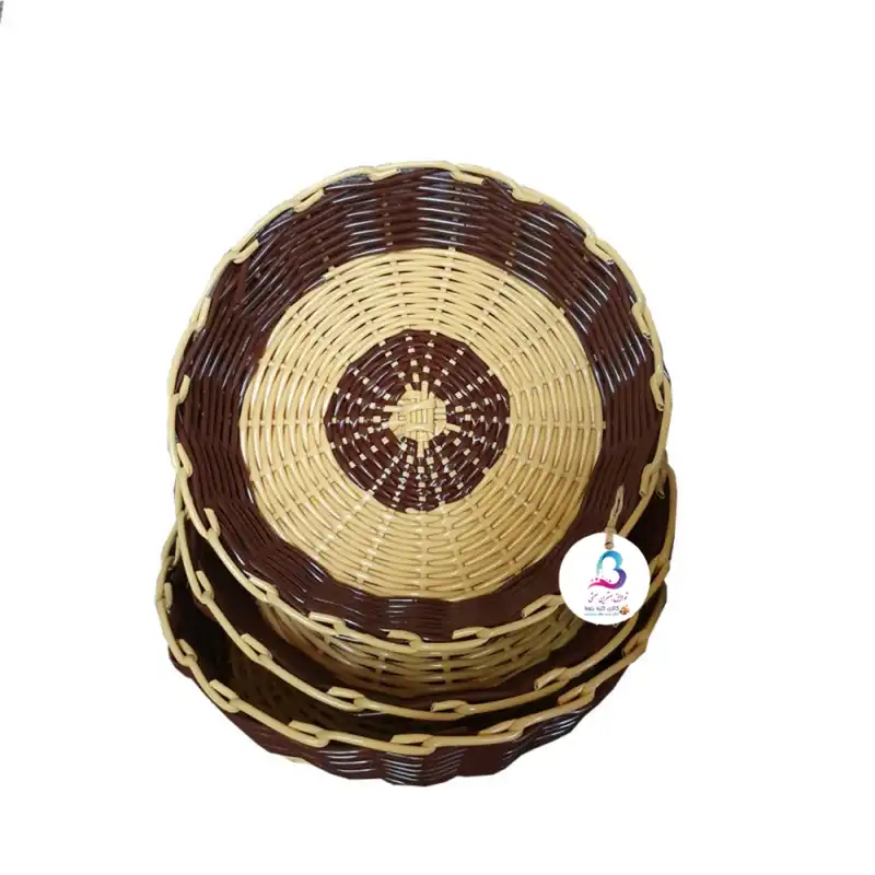 سبد حصیر بافی کلبه بلوط مدل افرا مجموعه 3 عددی
