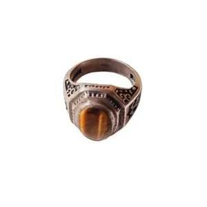 انگشتر نقره مردانه مدل چشم ببر کد 15