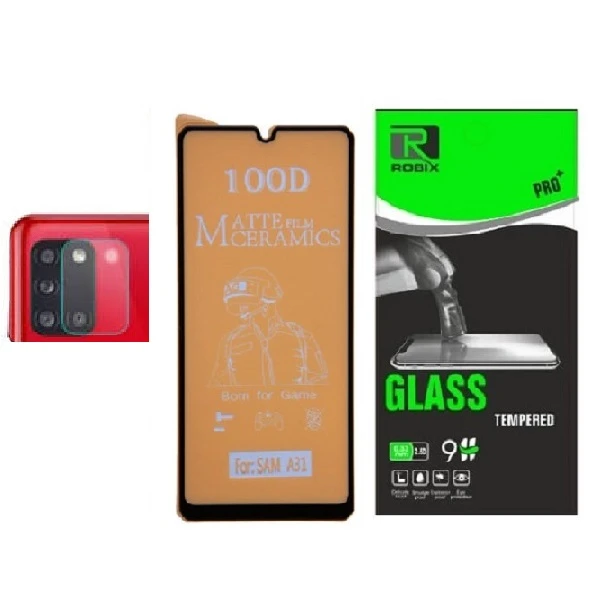 محافظ صفحه نمایش مات روبیکس مدل CR-A31 مناسب برای گوشی موبایل سامسونگ Galaxy A31 به همراه محافظ لنز دوربین