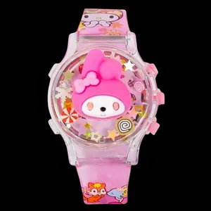 ساعت مچی دیجیتال دخترانه مدل بند سیلیکونی طرح ملودی 