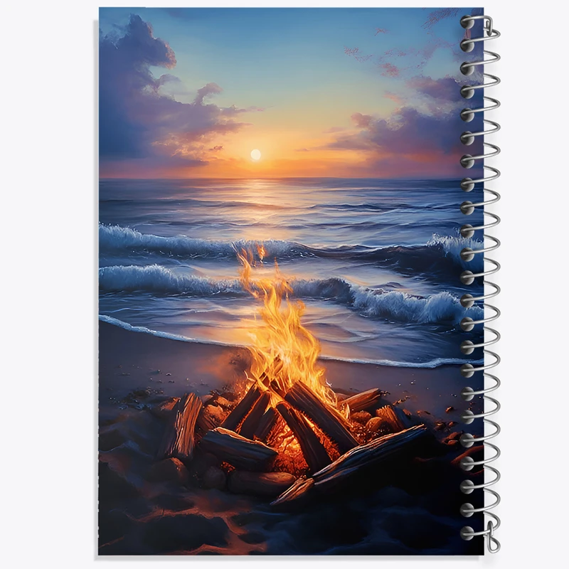 دفتر ژورنال نویسی 50 برگ خندالو مدل نقطه ای طرح آتش و دریا کد F6952
