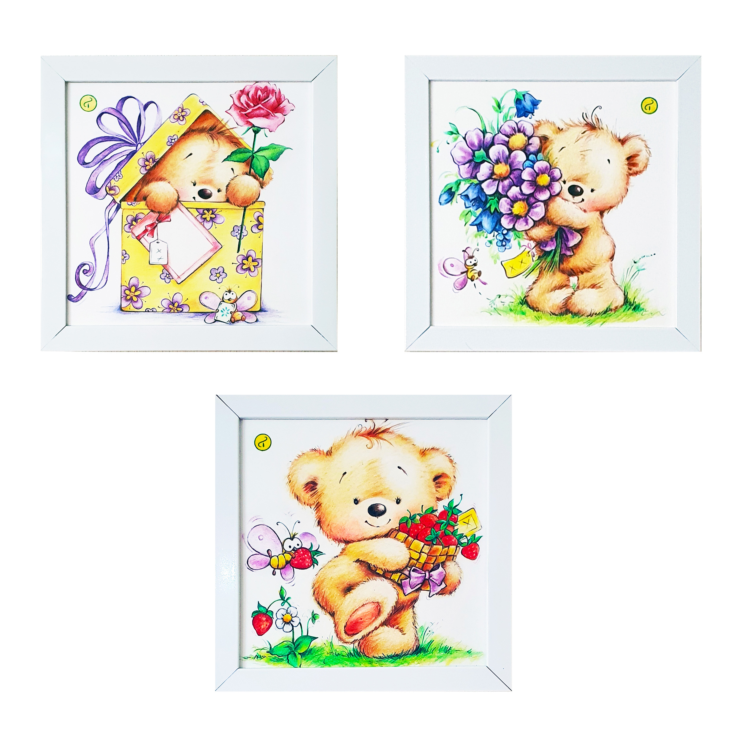 تابلو اتاق کودک و نوزاد مدل تدی خرس مهربان کد 40 مجموعه سه عددی