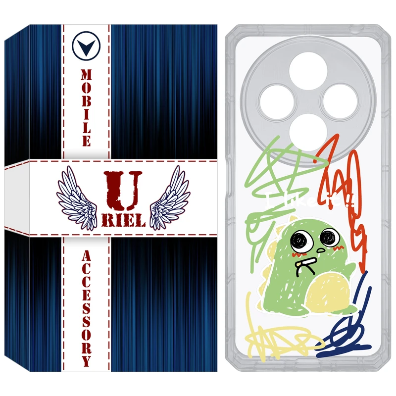 کاور یوریل مدل Clear کد 21 طرح دایناسور نقاش مناسب برای گوشی موبایل شیائومی Redmi 14C / Poco C75