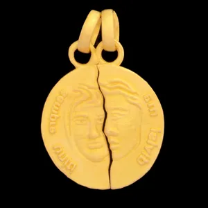 آویز گردنبند طلا 18 عیار زنانه طلای مستجابی مدل سکه شانس کد 3693 مجموعه 2 عددی