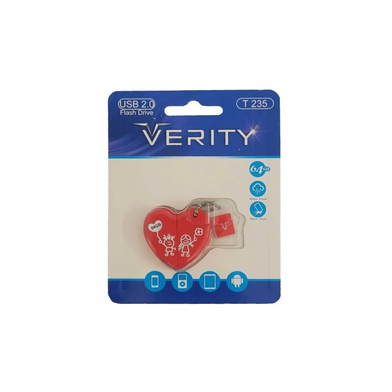 عکس شماره 5 : فلش مموری وریتی مدل t235 ظرفیت 64 گیگابایت usb 2.0 مقاوم در برابر آب و ضربه سازگار با سیستم عامل های ویندوز و مک