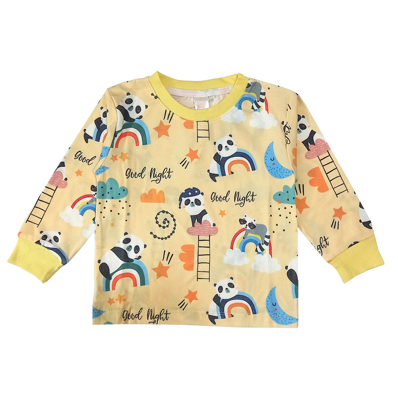 ست تی شرت و شلوار پسرانه مدل پاندا کد 3526 رنگ زرد