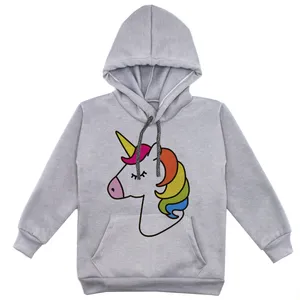 هودی دخترانه مدل تک شاخ F147 رنگ طوسی