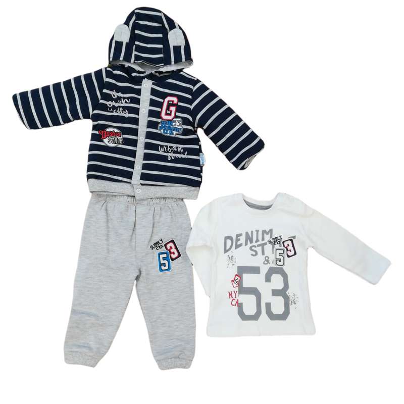 ست 3 تکه لباس نوزادی مهتا مدل اسپرت ضخیم