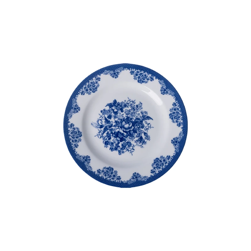 بشقاب چینی زرین ایران مدل دسر خوری 16 ایتالیا فلورانس سرمه ای درجه عالی بسته شش عددی