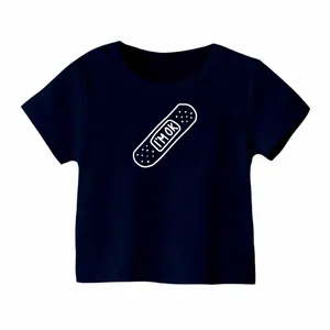 تی شرت آستین کوتاه بچگانه مدل  چسب زخم کد1 رنگ سرمه ای