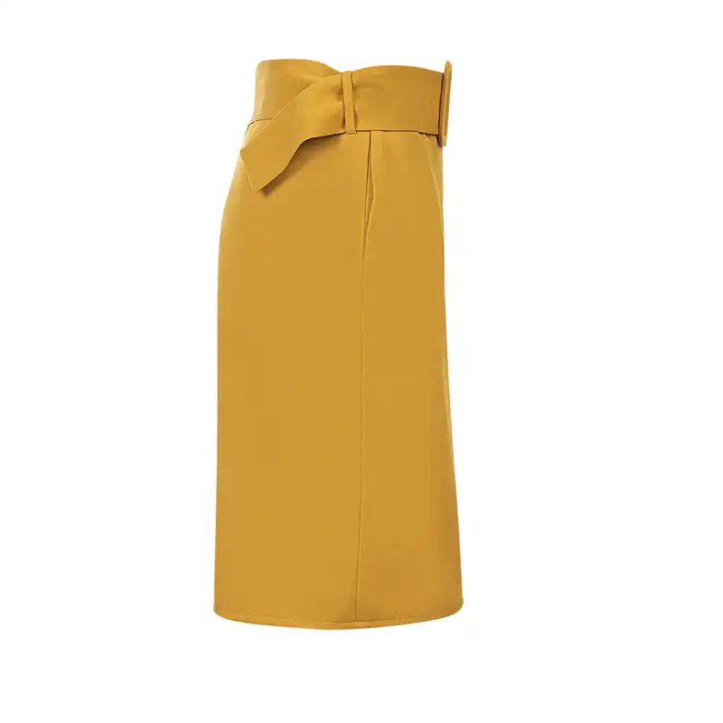 دامن زنانه سرژه مدل 210215 رنگ خردلی