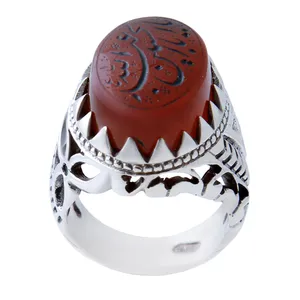 انگشتر نقره مردانه بازرگانی میلادی مدل عقیق اباعبدالله الحسین کد AM_675