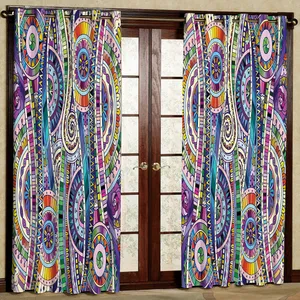   پرده مدل طرح رنگی مخمل پانچی کد 2077 سایز 140x280 سانتی متر