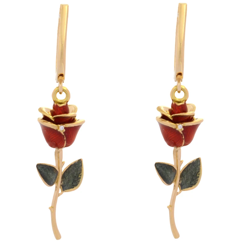 گوشواره حلقه‌ای طلا 18 عیار زنانه طلای مستجابی مدل گل رز یاسان 2 کد 86321