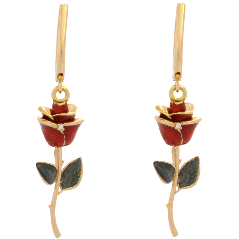 گوشواره حلقه‌ای طلا 18 عیار زنانه طلای مستجابی مدل گل رز یاسان 2 کد 86321