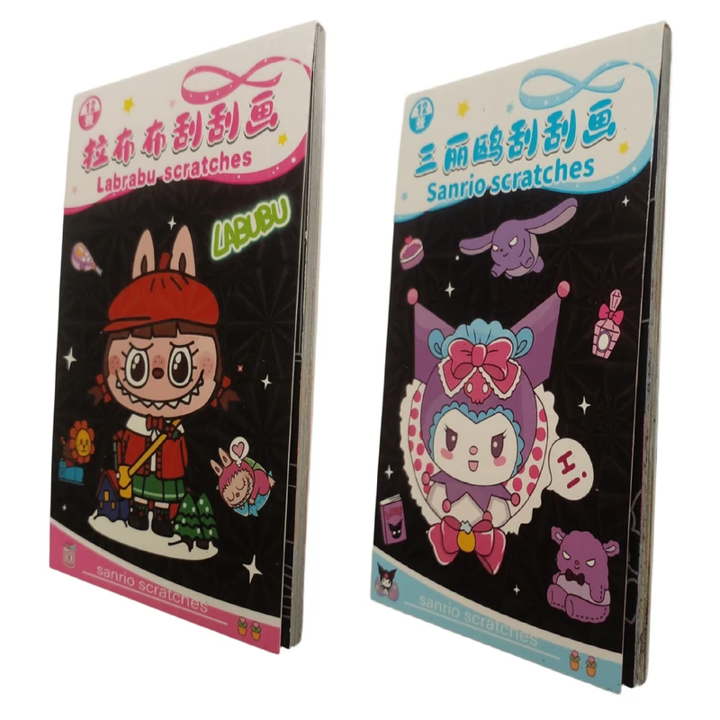 بازی آموزشی رنگ آمیزی مدل دفترچه نقاشی 12 برگ خراش سانریو کد 22R مجموعه دو عددی